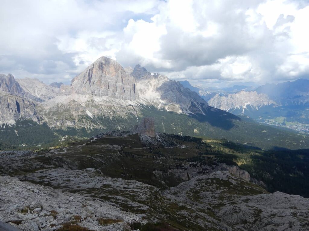 Cinque Torri with Cortina Dampezzo in the background