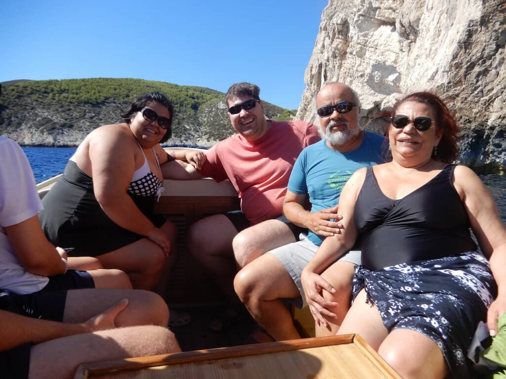 On the boat on the way to the Blue Cave