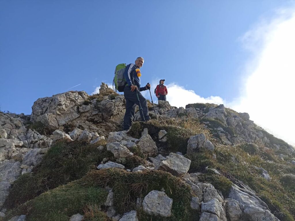 Climbing high up on the crest of the Mountain