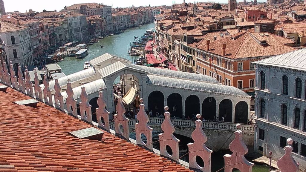 View of the Rialto Bridge from above