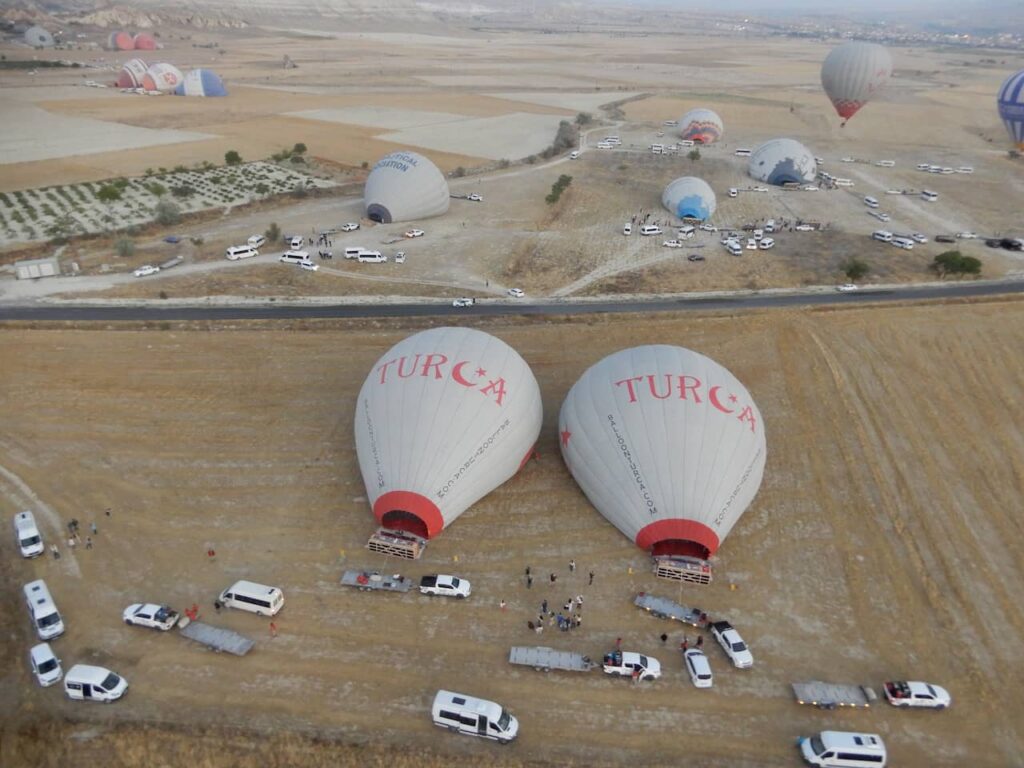 Several balloons before take off