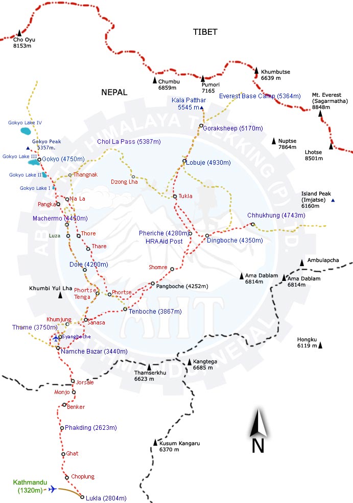 Mapa da trilha para o Everest