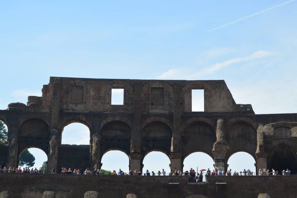 Highest walls of the Colosseum in Rome