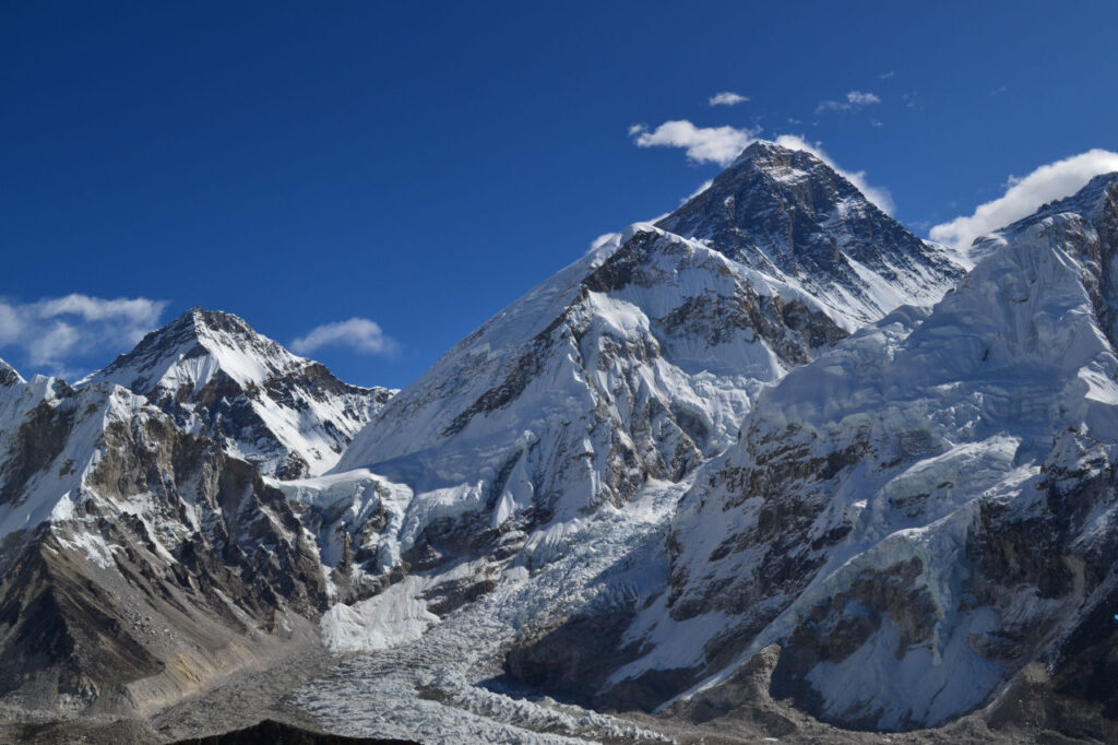 Everest Base Camp seen from the summit of Kalapatar