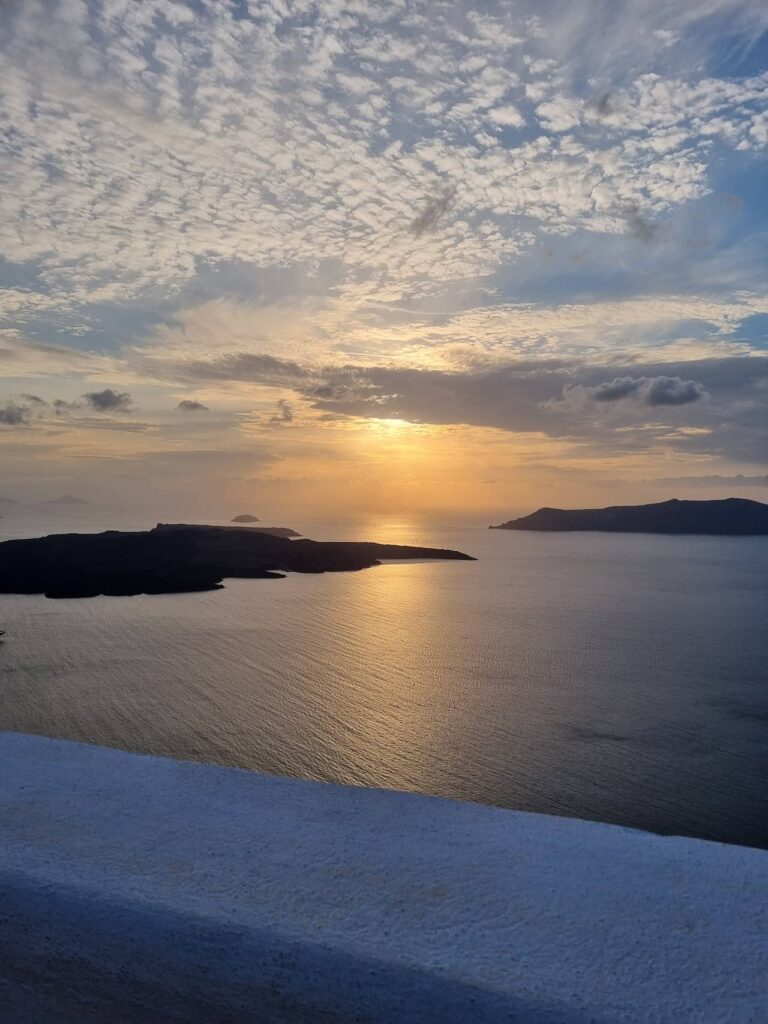 Sunset in Santorini seen from Fira