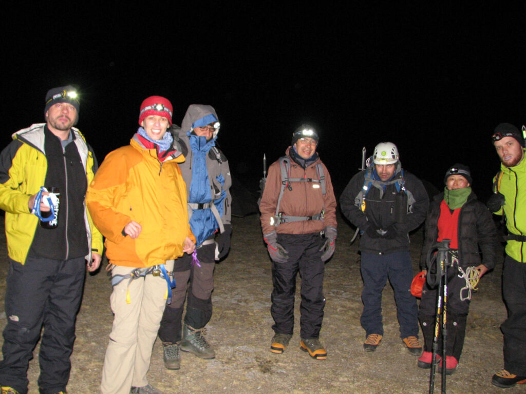 Preparing for summit day on Ishinca Mountain