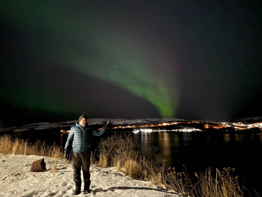 Eu a aurora boreal em Kirkenes