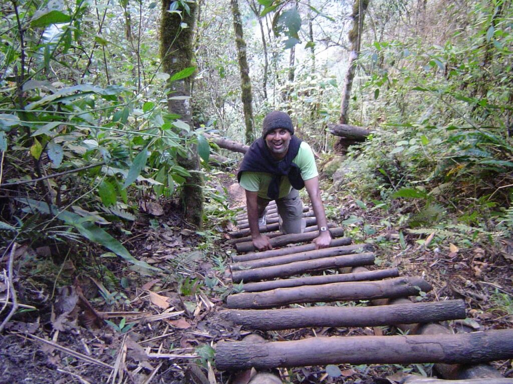 Ranji climbing the stairs