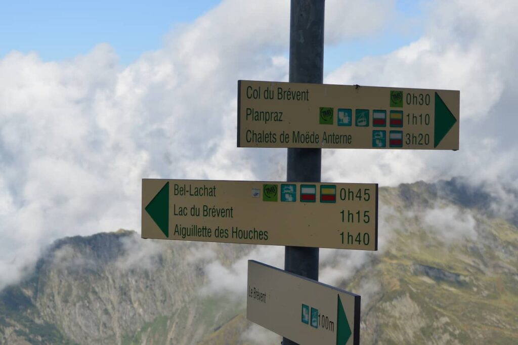 Mont Blanc Tour Direction Sign