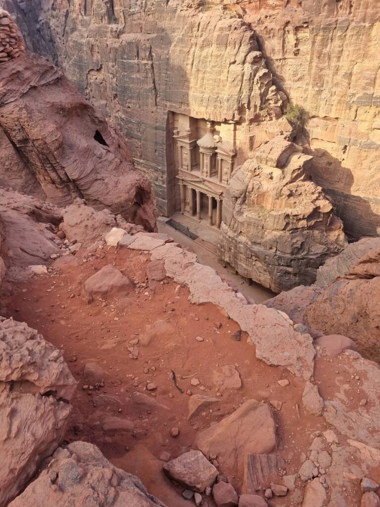 View of The Treasure from the top of the hill in front