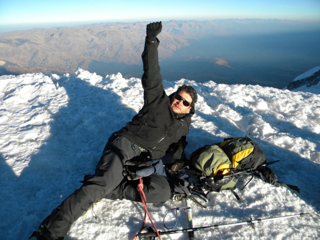 Alessandro at the summit of Vallunaraju