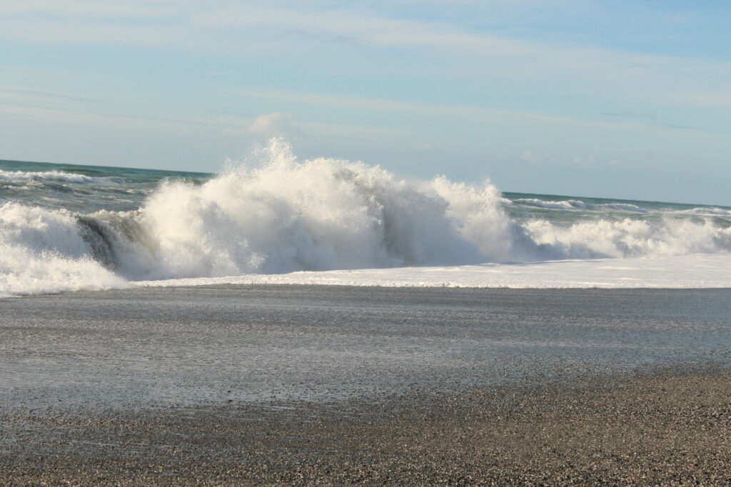 waves at Gillespies Desert Beach - New Zealand