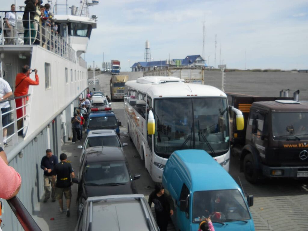 Boat crossing the Strait of Magellan