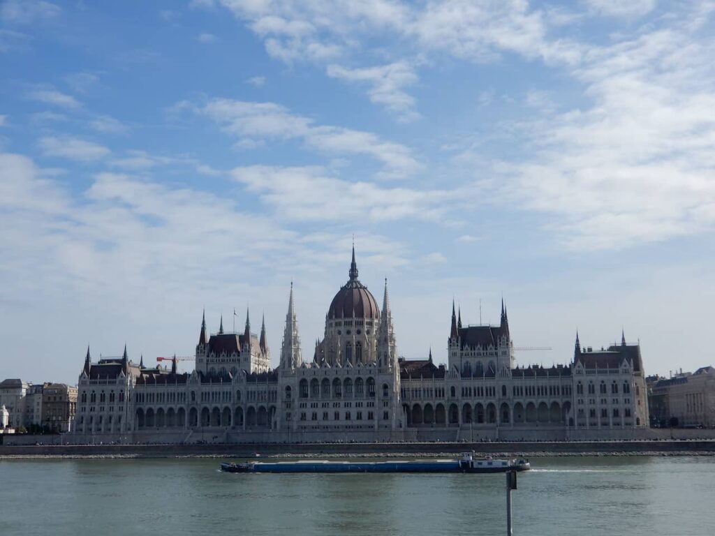 View of the Bulgarian Parliament from across the Danube River. A must-see place