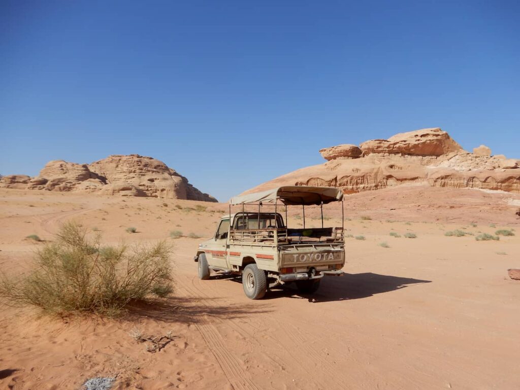 Common pickup truck in desert transportation