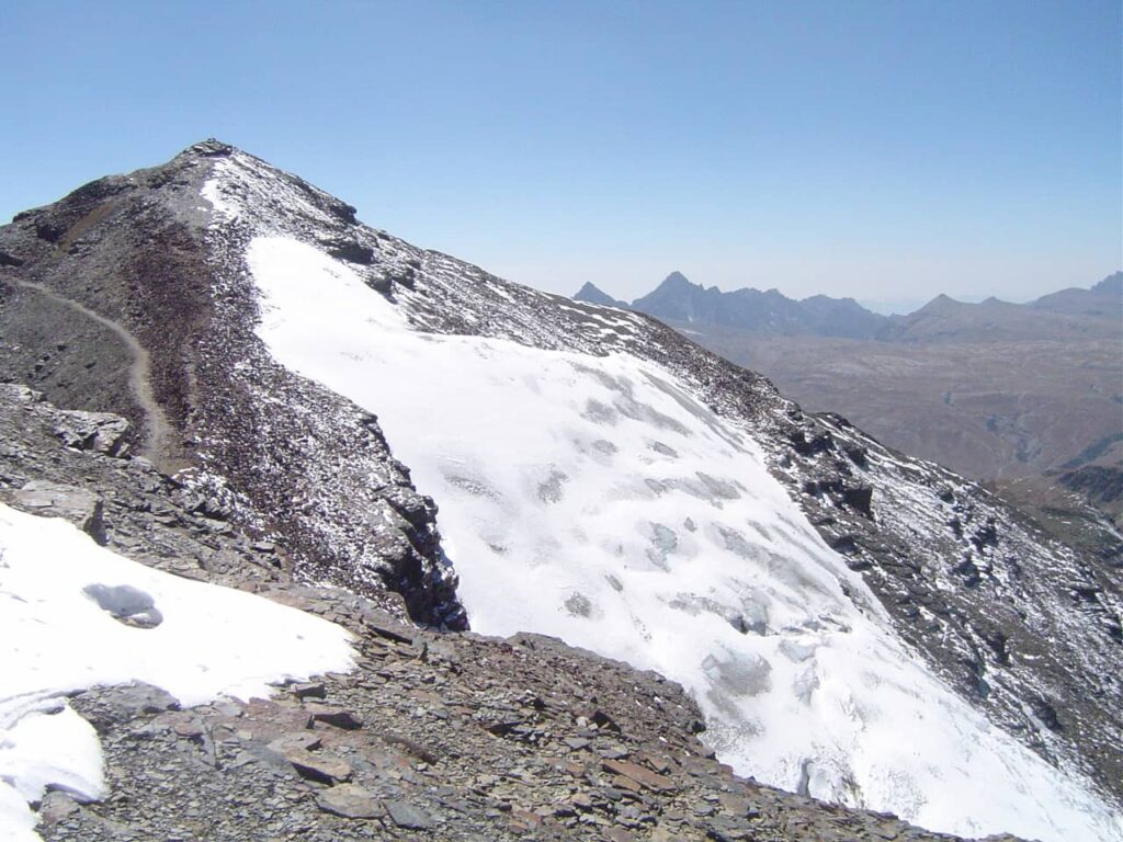 Ice on the summit of Chacaltaya