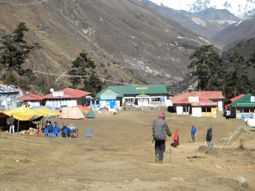 Passing through the village of Tengboche.