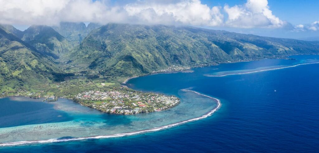 Aerial view of the island of Tahiti