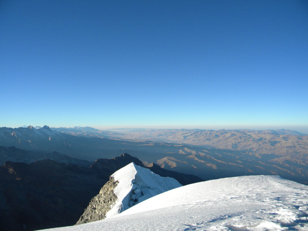 View from the summit of Vallunaraju