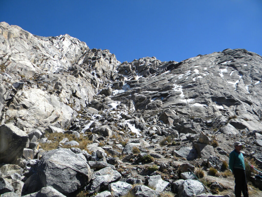 Climbing towards the glacier