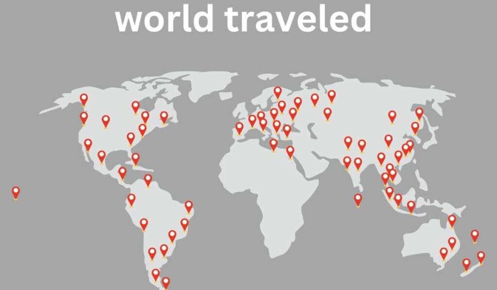 Mapa do mundo com os lugares visitados