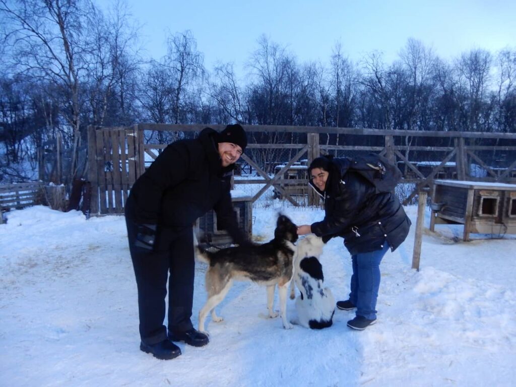 Paola Andre and husky puppy
