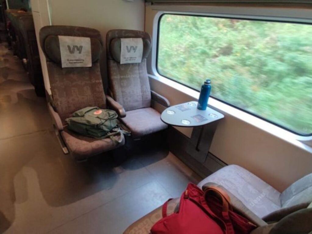 Seat on the Bergen-Oslo train