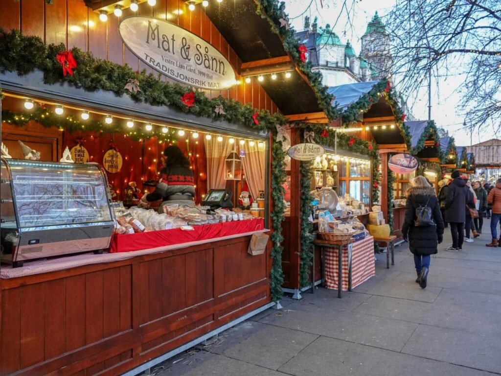 barracas na Feira de natal de Oslo