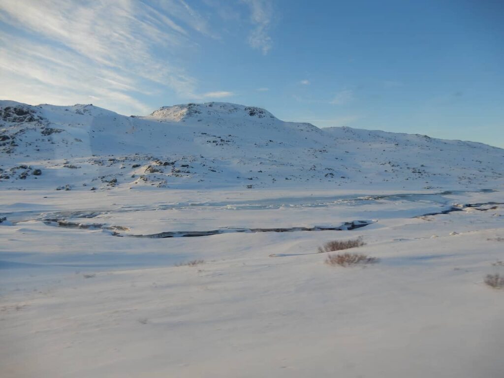 Frozen river in the mountain