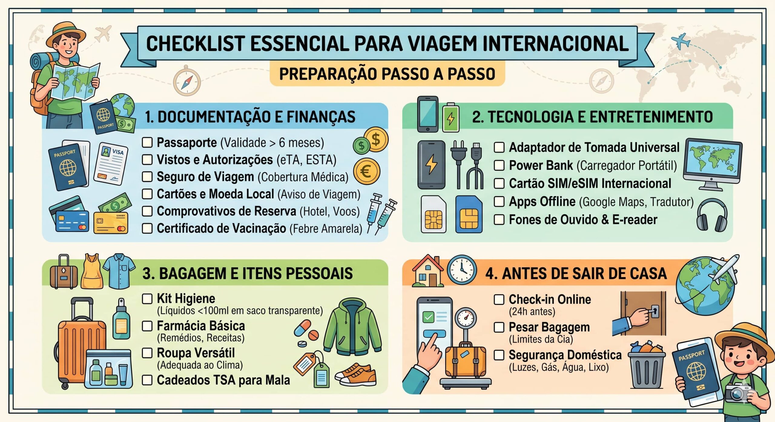 Checklist essencial para viagem internacional
