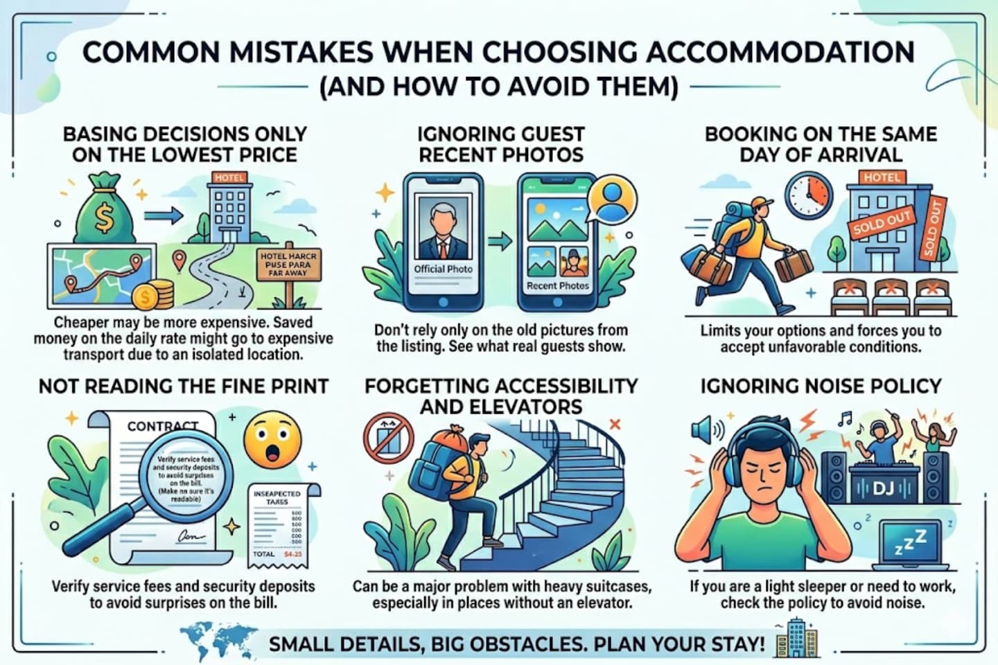 commom mistakes when choosing accomodation