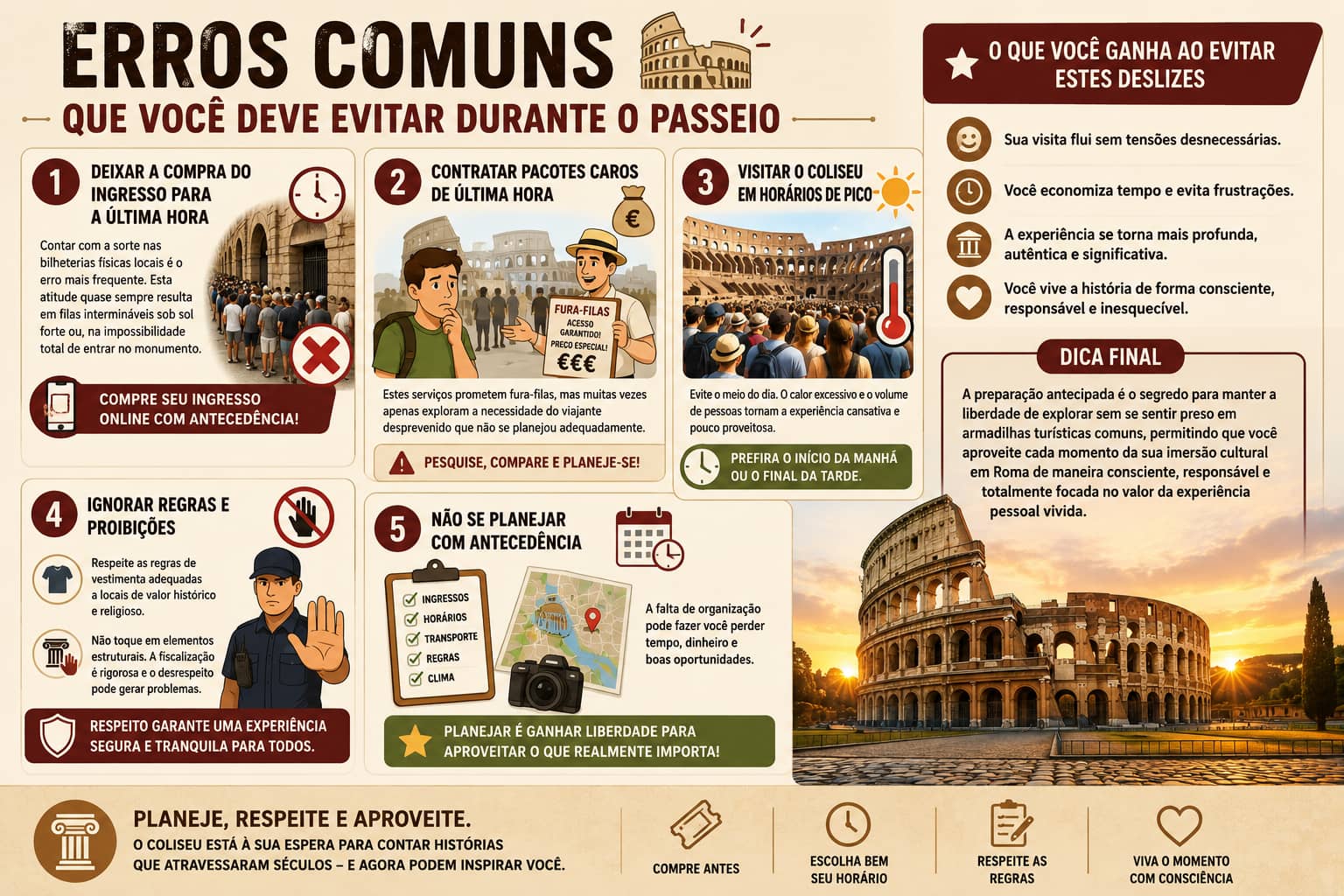 erros comuns ao visitar o coliseu